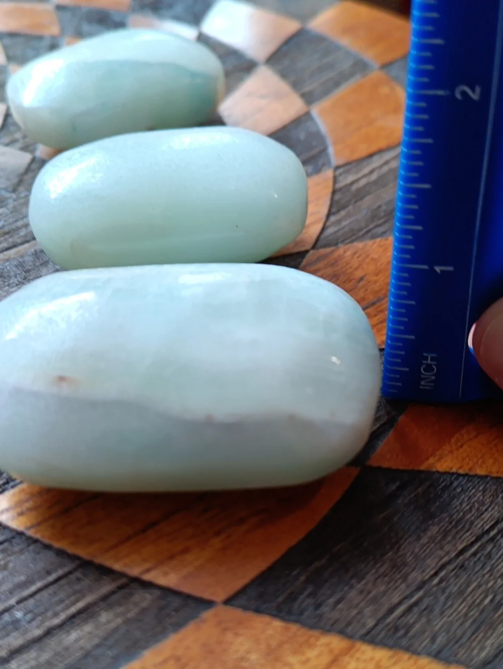 Green Calcite Crystal Palm Stone (1)